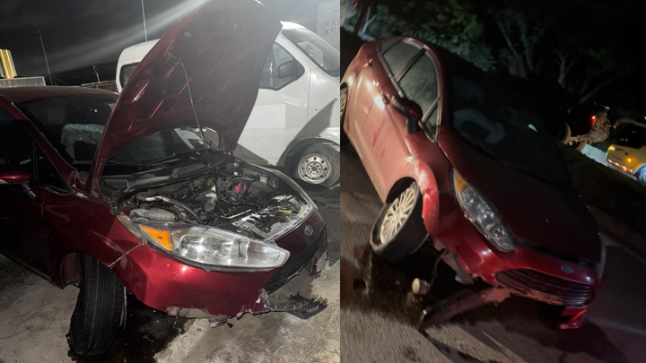 Así quedó el vehículo de Jossimar Calvo Moreno después del atentado terrorista.