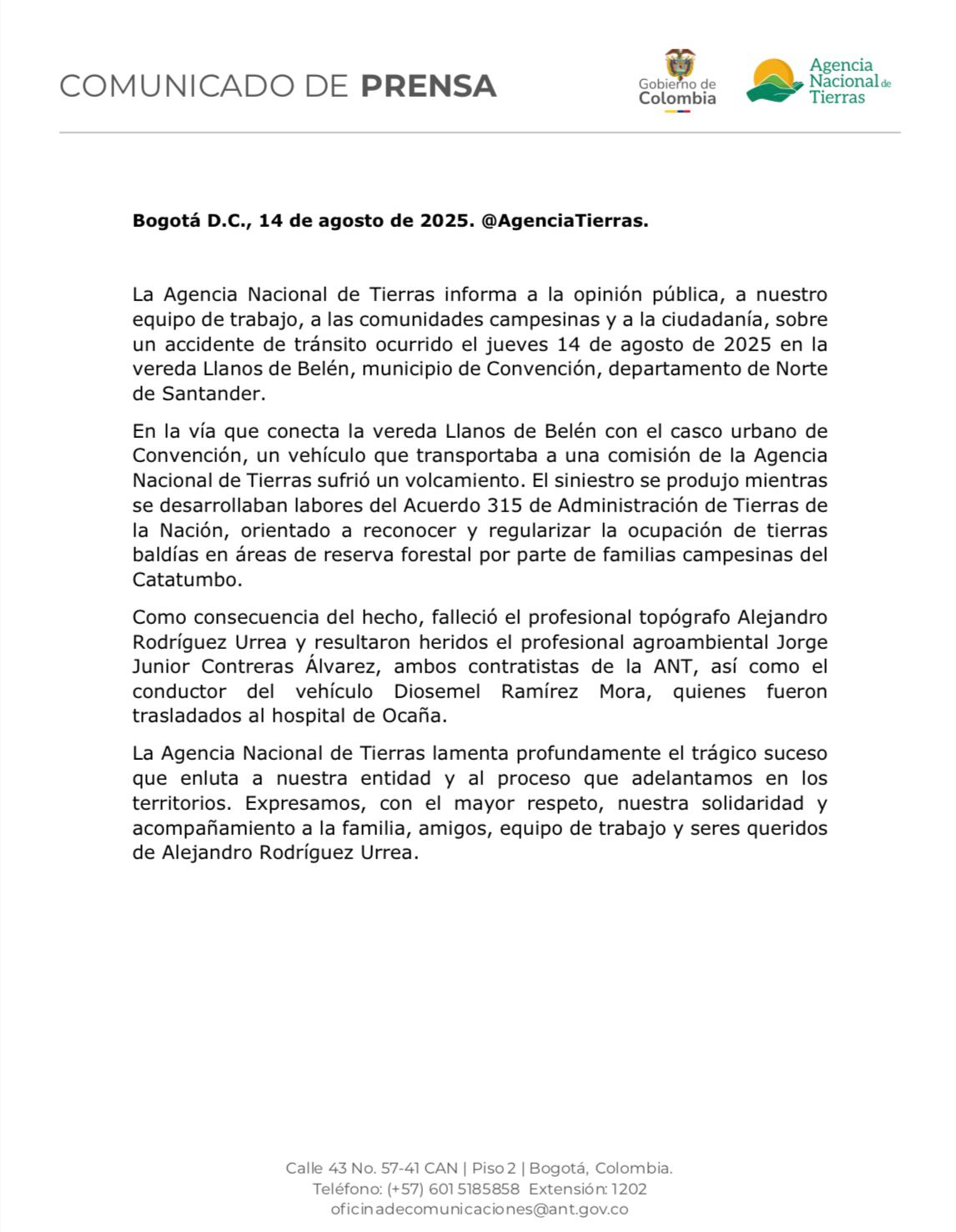 Comunicado de prensa