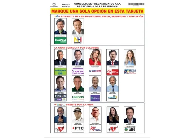 Para mayor claridad, Registraduría modifica la tarjeta electoral de las consultas: así es el nuevo diseño