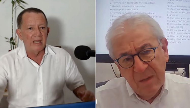 Jaime Vásquez (izquierda) sostuvo que el alcalde ha faltado a las promesas promulgadas en su época de campaña electoral. El alcalde Jairo Yáñez, afirmó que el mecanismo de participación ciudadana es patrocinado por maquinarias políticas. / Foto: CNE