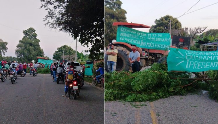 La manifestación de vecinos de la zona es dio a la altura del corregimiento Guaramito. / Foto: Cortesía 