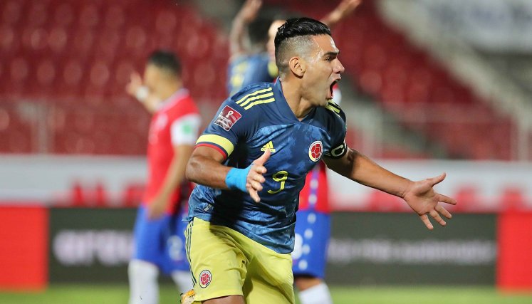 Falcao celebra un tanto marcado en Eliminatorias ante Chile. Archivo/La Opinión 