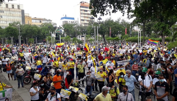 En Cúcuta, los manifestantes protestan frente a la Alcaldía.