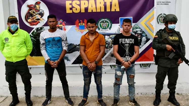 Jefferson José Ceballos, alias Ozuna, Franklin Javier Díaz y Yuber Bautista Arenas.