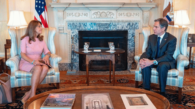 Reunión de la Vicepresidente y Canciller designada, Marta Lucía Ramírez con el Secretario de Estado de Estados Unidos, Antony Blinken. / Fotos Colprensa-Cortesía Departamento de Estado