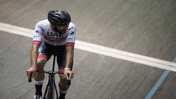 El pedalista antioqueño Fernando Gaviria, en compañía de Juan Esteban Arango, ganó este lunes la prueba Madison en el evento Internacional de Pista que se realiza en el Velódromo Alcides Nieto Patiño de Cali. (Colprensa-El País)