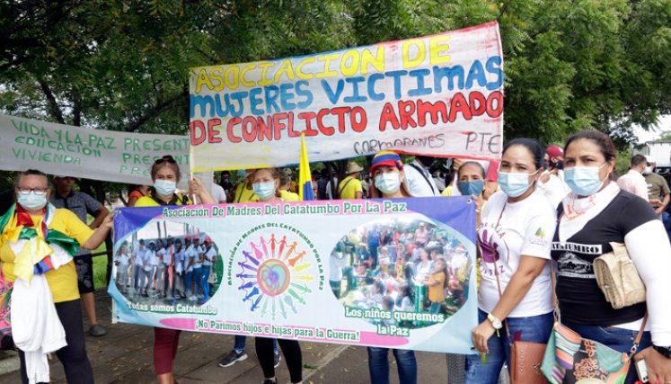 Carmen García, presidenta de la Asociación de Madres del Catatumbo por la Paz, participó, junto a un nutrido grupo de mujeres, en las marchas del pasado 19 de mayo en Cúcuta. / Foto: Alfredo Estévez