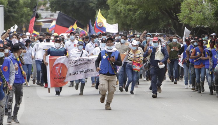 Campesinos del Catatumbo se sumaron a las acciones de la jornada de paro en Cúcuta/ Foto Alfredo Estévez/ La Opinión