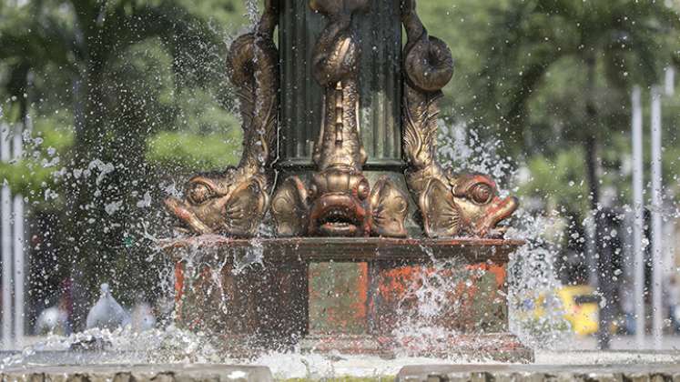 Detalle de panches en la fuente del parque Santander.