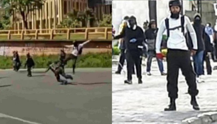 Mientras los otros agentes trataban de auxiliarla, el sospechoso se dio a la fuga. Sin embargo, son varias las tomas en poder de las autoridades y ya le están siguiendo la pista. / Foto: Captura de video