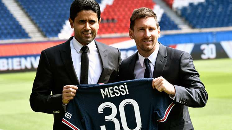 Presidente del PSG junto a Lionel Messi. 