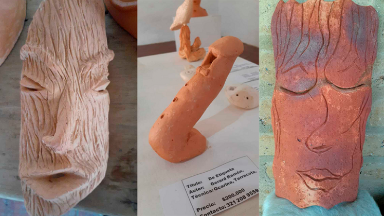 Construyó 7 ocarinas con terracota que tienen una melodía diferente entre sí.