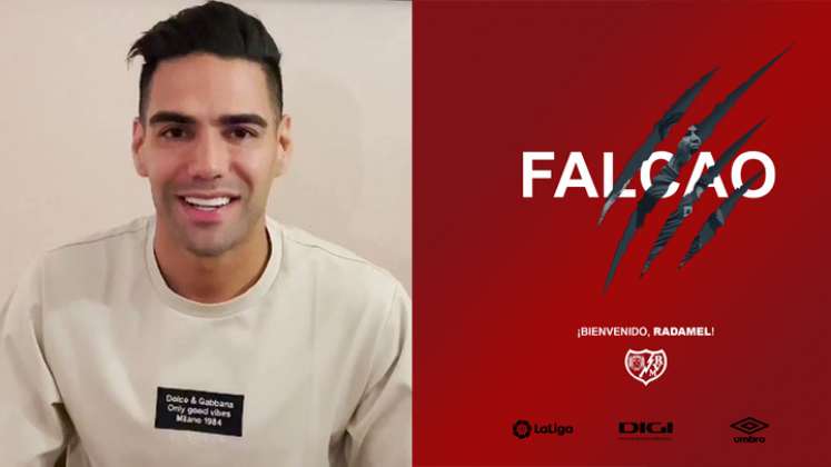 "Estoy muy feliz de convertirme en jugador del Rayo", dice Falcao. / Foto: Twitter 