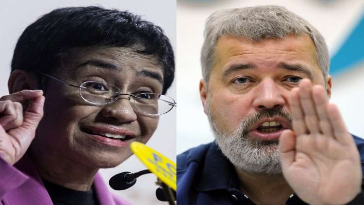  Maria Ressa, de Filipinas, y Dimitri Muratov, de Rusia