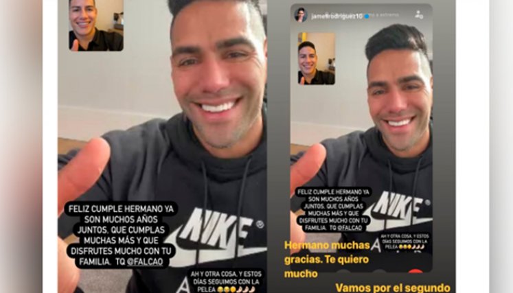 “Te quiero”: James felicita a Falcao y bromean sobre supuesta pelea