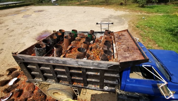 La semana pasada pusieron una volqueta con varios artefactos explosivos para atacar una base militar en Campo Dos.