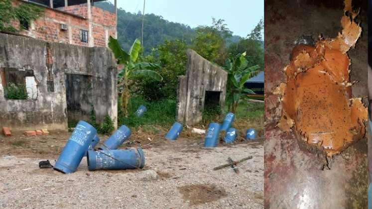 Ayer en la mañana, las autoridades encontraron las rampas que usaron para lanzar los cilindros bomba.