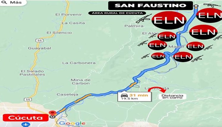 Carretera Cúcuta- san faustino, donde se denuncia la presencia del Eln./Cortesía