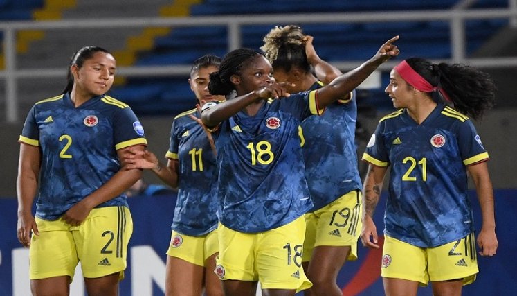 Selección Colombia Femenina La anfitriona Colombia gana 2-1 Ecuador y pone un pie en semis de Copa América femenina./Foto: AFP
