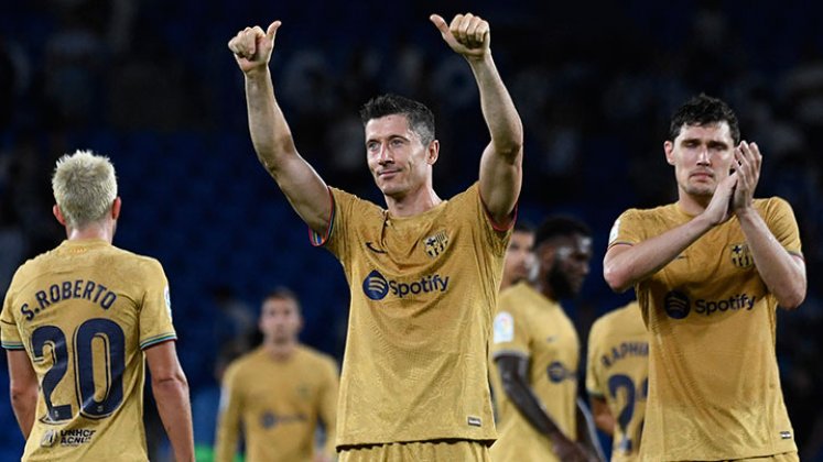 El polaco Robert Lewandowski celebró este domingo su cumpleaños 34 con un doblete en el triunfo del Barcelona.