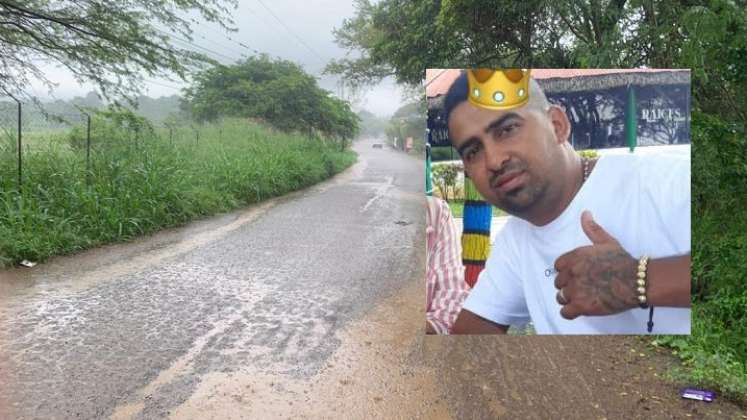 En este tramo de la carretera, desolado y donde hay unos cultivos de arroz, encontraron al hombre.