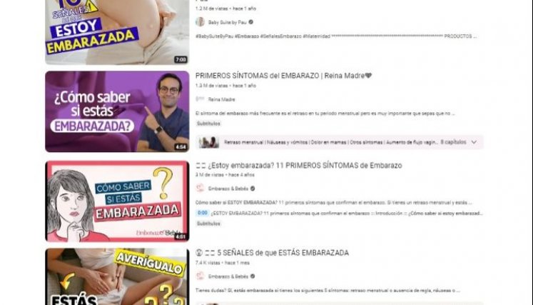 Búsqueda en YouTube. 