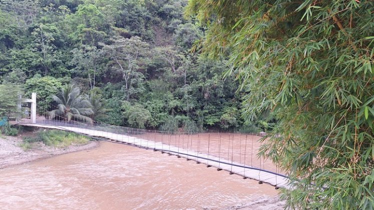 El puente hamaca ha sido la única vía por donde pueden cruzar el río Catatumbo./ Foto cortesía