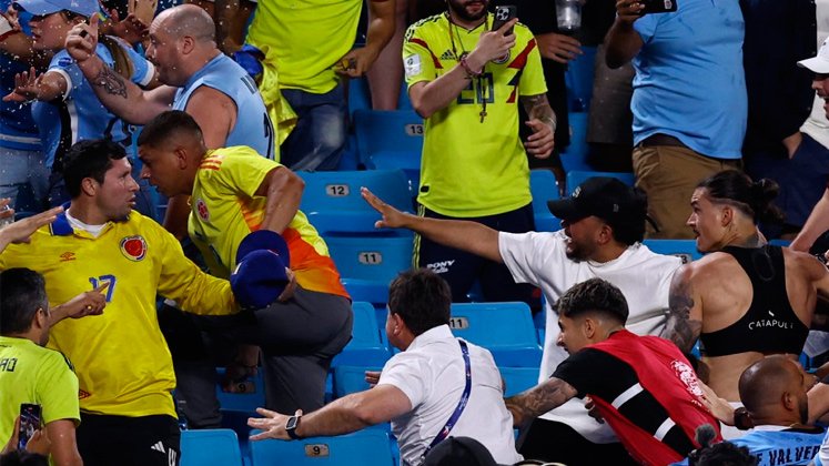 Pelea en las tribunas: Colombia vs Uruguay