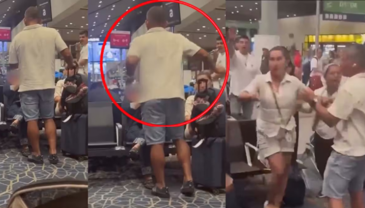 Hombre agrede a mujer en aeropuerto