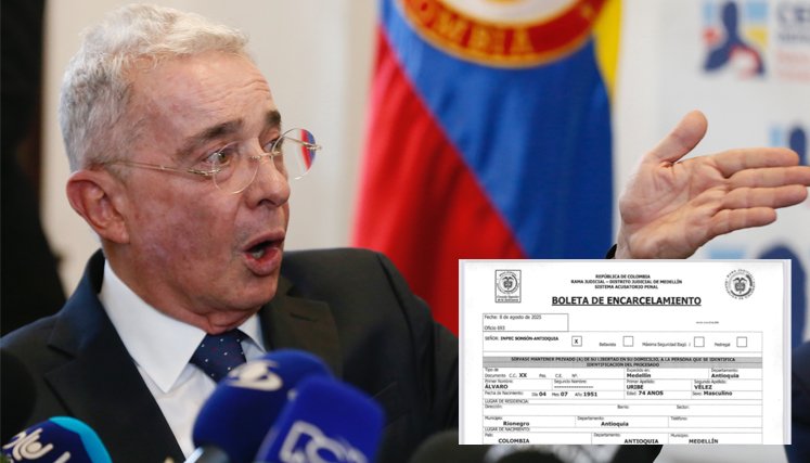 Así quedó registrada la boleta de encarcelamiento del expresidente Álvaro Uribe