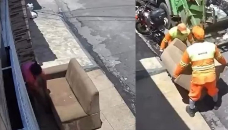 Video: sacó el sofá al sol, el camión de basura se lo llevó y se volvió viral
