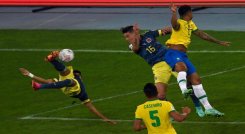 Colombia vence parcialmente a Brasil con un golazo de Luis Díaz./FOTO: AFP