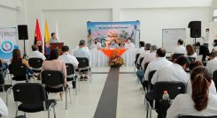 el gobernador Silvano Serrano y el director nacional del Sena, Carlos Mario Estrada, inauguraron hoy el Tecnoparque./Foto Cortesía