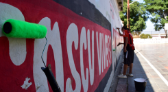 Con murales y limpieza se embelleció el lugar.