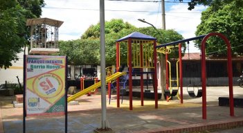 El parque principal, ubicado en la entrada al barrio, fue intervenido en la administración anterior.