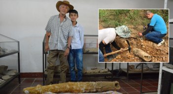 Gonzalo Roa Hernández y su nieto Camilo Andrés Roa fueron quienes hicieron el hallazgo arqueológicos en Agualinda. / Fotos: Leonardo Oliveros y cortesía