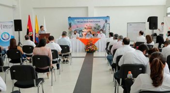 el gobernador Silvano Serrano y el director nacional del Sena, Carlos Mario Estrada, inauguraron hoy el Tecnoparque./Foto Cortesía