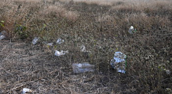 Botellas, papeles, vasos desechables, desprendibles y empaques de comida arrojan en el lugar. 