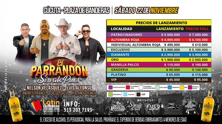 Entradas: latinboletos.com o vía WhatsApp 320 673 5656.