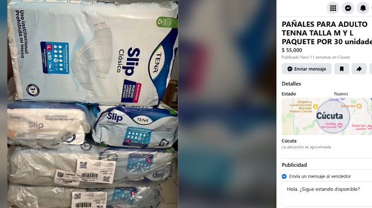 A través de Marketplace en Facebook, se encontraron varias cuentas que ofrecen de manera descontrolada la venta de pañales de uso institucional. 