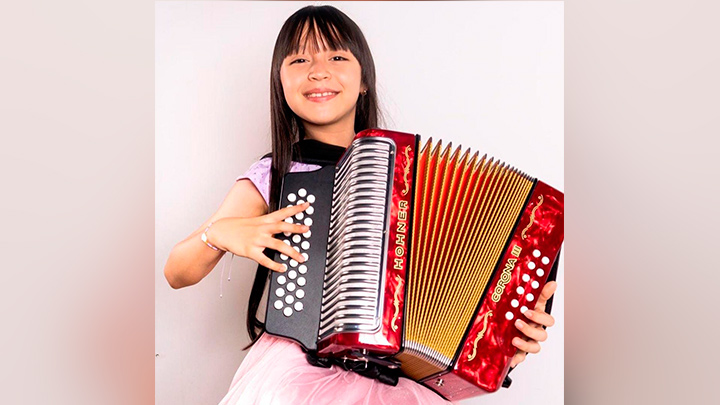 Ana Paula, de 8 años, oriunda de Chinácota, participará en la categoría Acordeonera Menor
