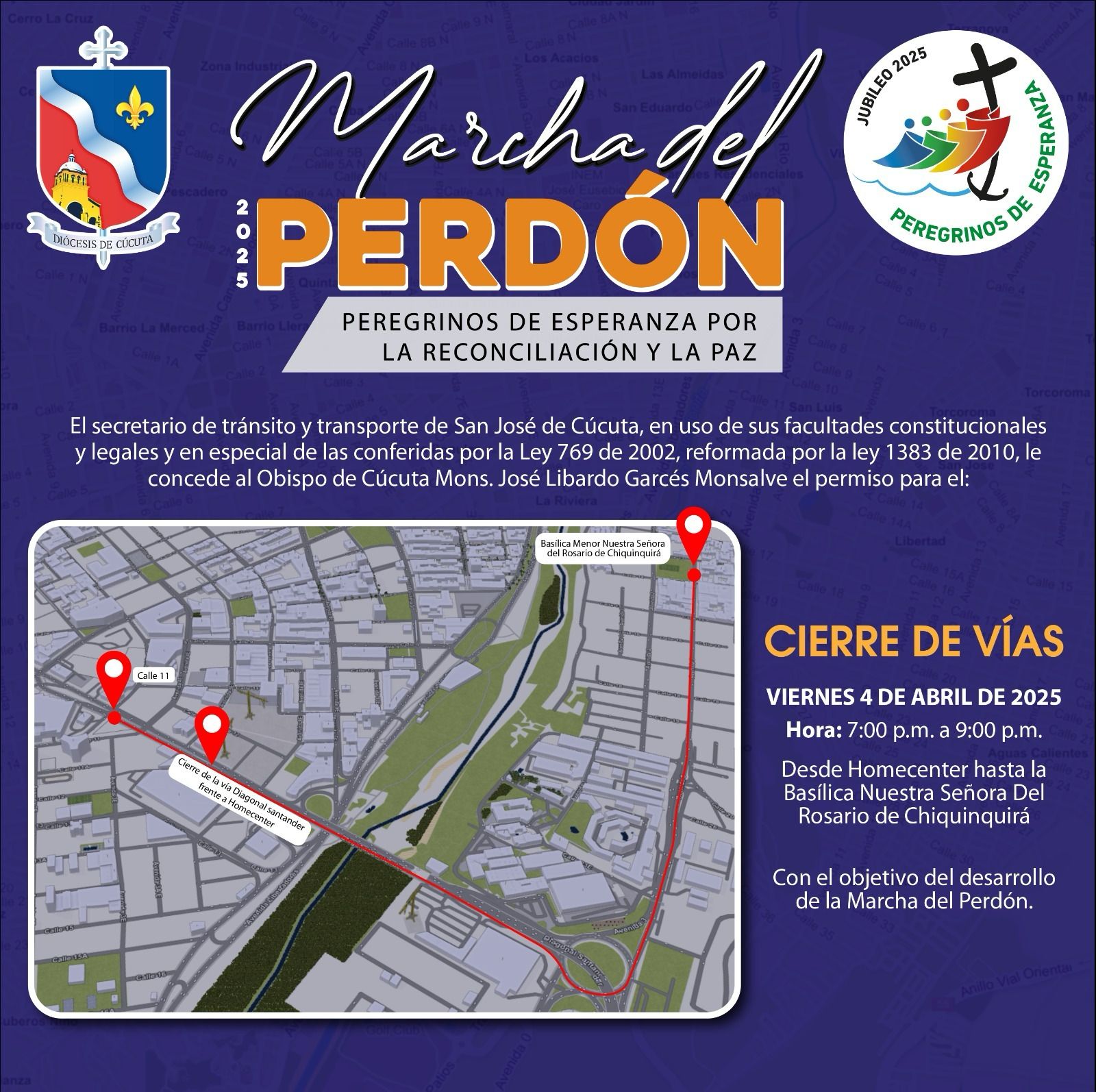 CIERRES VIALES MARCHA DEL PERDÓN