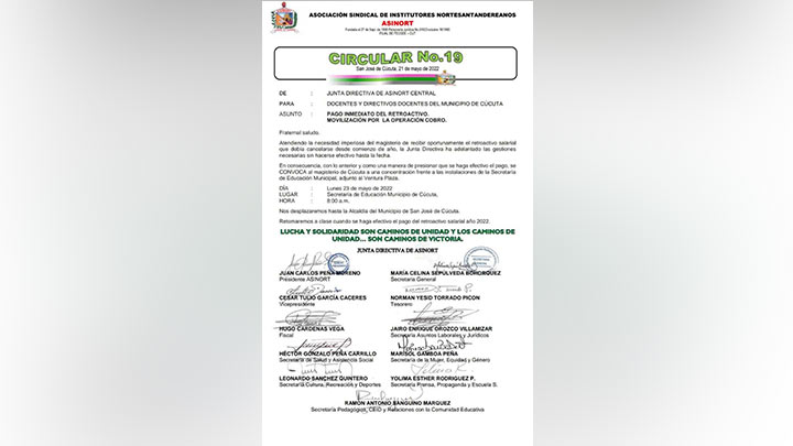 Circular de Asinort.