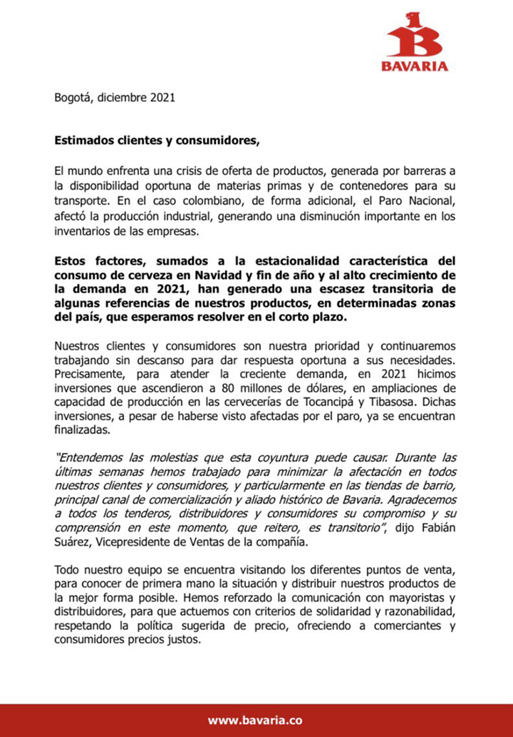 Comunicado de Bavaria