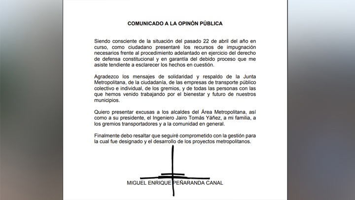 Comunicado Peñaranda