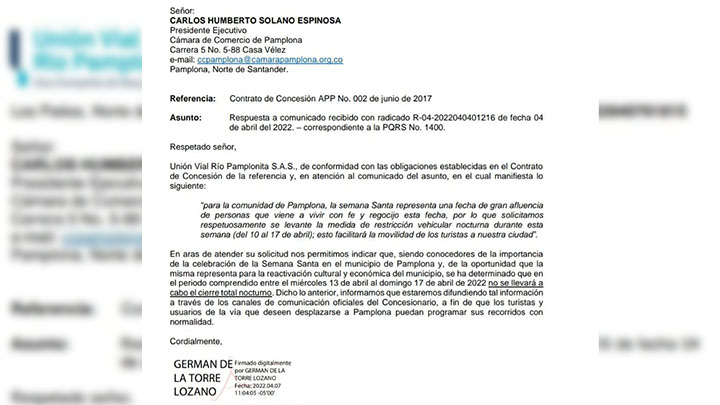 Comunicado de la organización a cargo. 