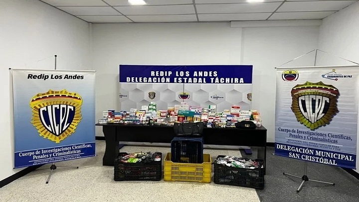 Medicamentos de venta controlada decomisados en San Cristóbal. / Foto: Cortesía del Cicpc.