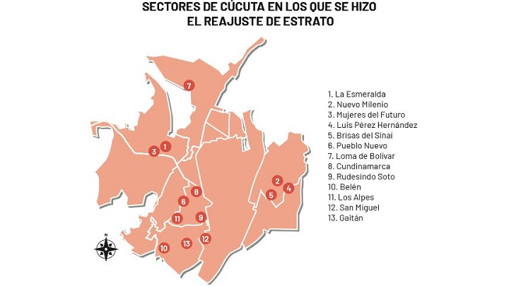 Barrios de Cúcuta con cambio en los estratos
