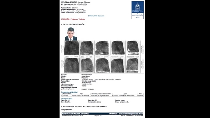 'Jhon Mechas' tiene circular roja de interpol. 