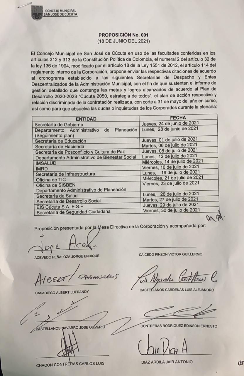 Proposición citación a control político